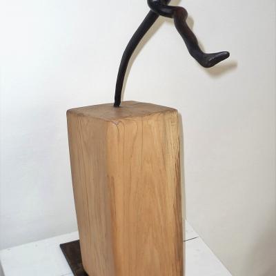 Anacoluthe / Bois, socle métal, h.80 cm, 2015